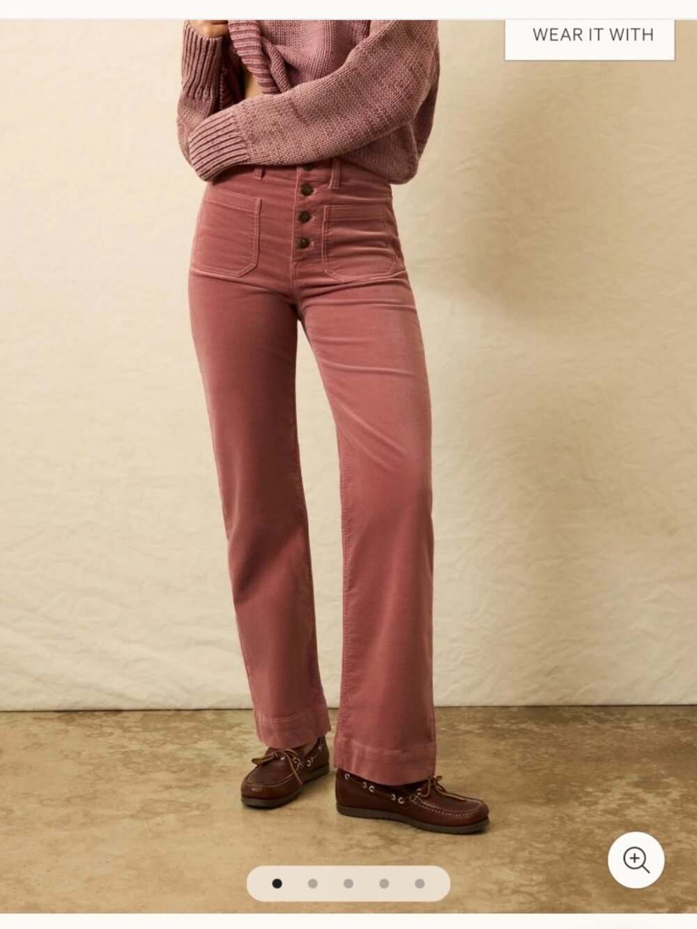 NWT Faherty Stretch Corduroy Wide Leg Pants Sedona Pink Size 31